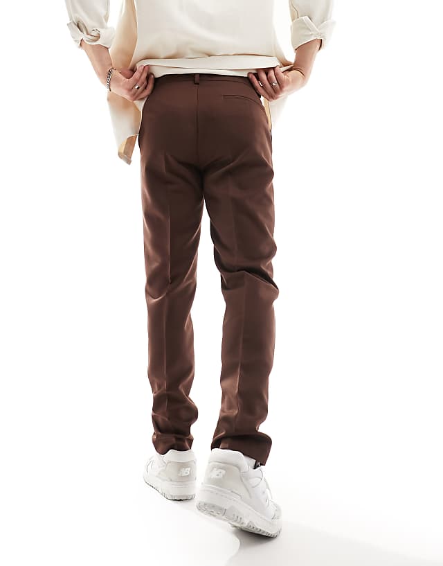 Asos ASOS DESIGN Slim Smart Trouser In Brown