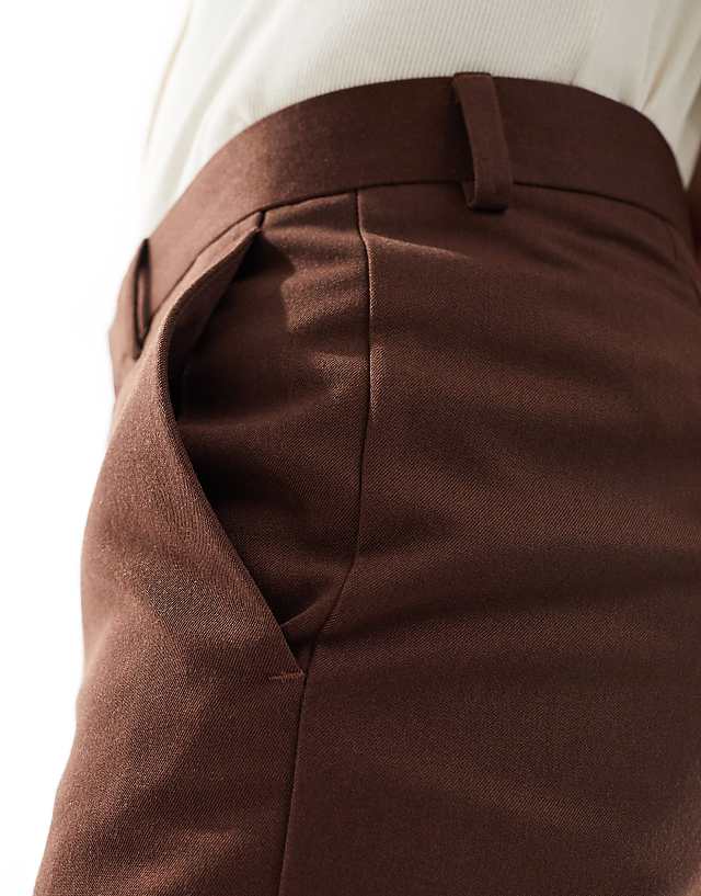 Asos ASOS DESIGN Slim Smart Trouser In Brown