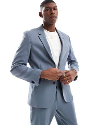 Asos ASOS DESIGN Slim Suit In Blue Twill