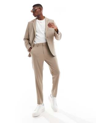 Asos ASOS DESIGN Slim Suit In Brown Twill