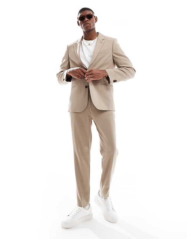 asos ASOS DESIGN slim suit in brown twill