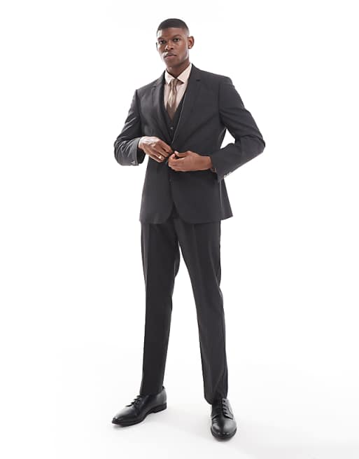asos ASOS DESIGN slim suit in charcoal