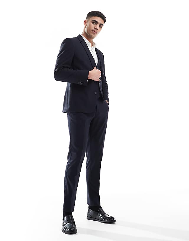 asos ASOS DESIGN slim suit in dark navy