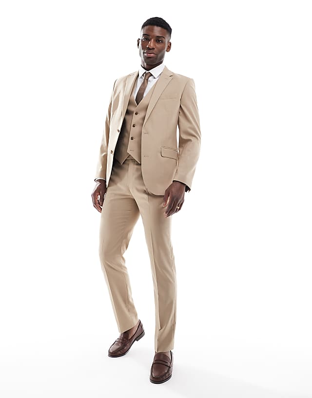 Asos ASOS DESIGN Slim Suit In Mink Brown