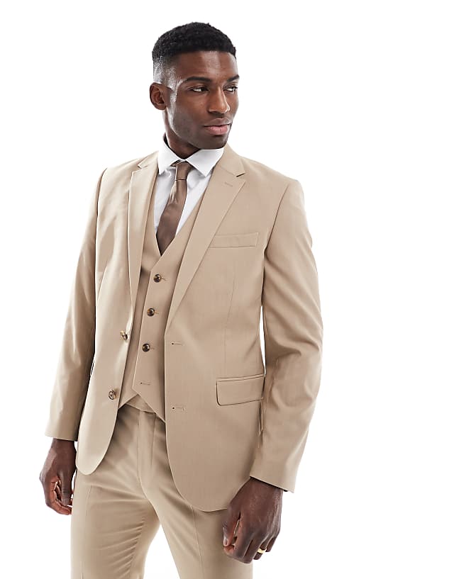 Asos ASOS DESIGN Slim Suit In Mink Brown