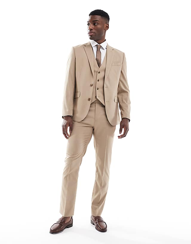 asos ASOS DESIGN slim suit in mink brown