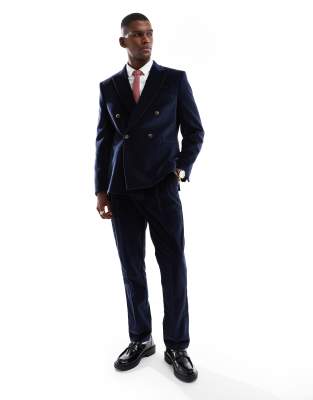 Asos ASOS DESIGN Slim Suit In Navy Velvet