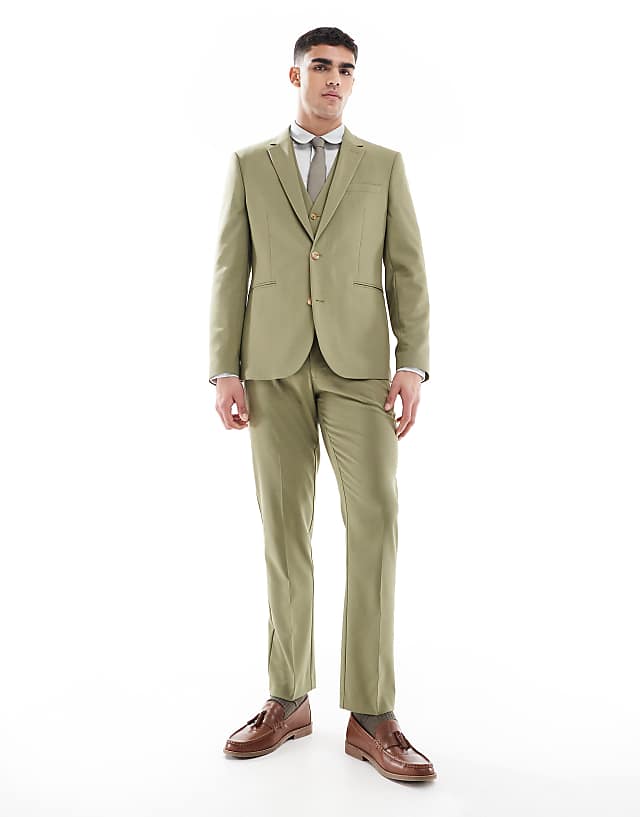 asos ASOS DESIGN slim suit in olive green