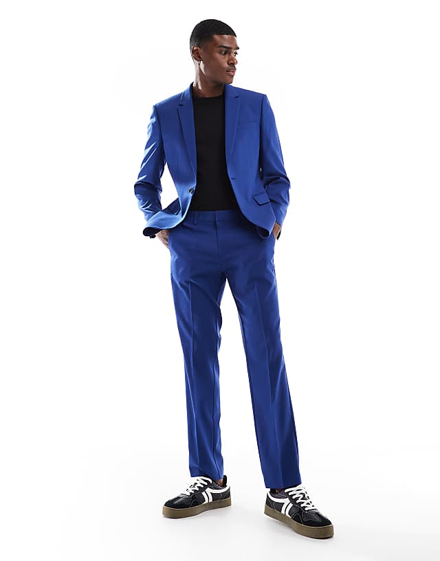 asos ASOS DESIGN slim suit in royal blue