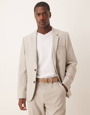 Asos ASOS DESIGN Slim Suit In Stone Twill