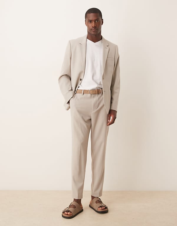 asos ASOS DESIGN slim suit in stone twill