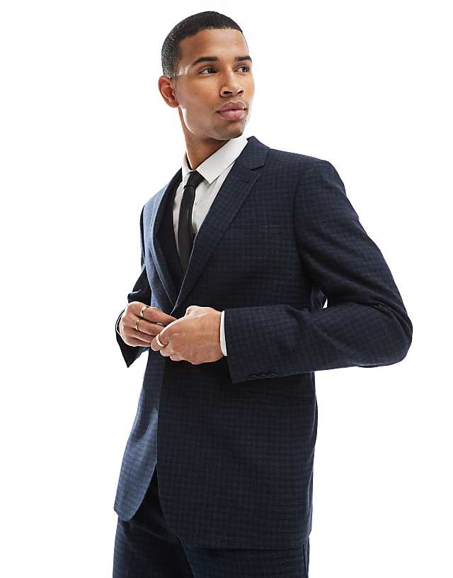 Asos ASOS DESIGN Slim Suit In Tonal Navy Check