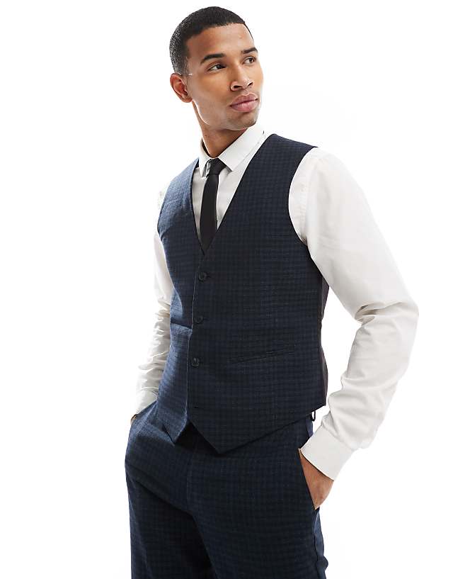 Asos ASOS DESIGN Slim Suit In Tonal Navy Check
