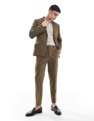Asos ASOS DESIGN Slim Suit Jacket In Brown