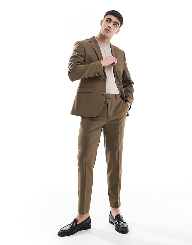 asos ASOS DESIGN slim suit jacket in brown