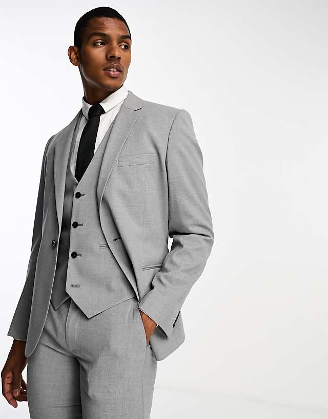 Asos ASOS DESIGN Slim Suit Jacket In Grey