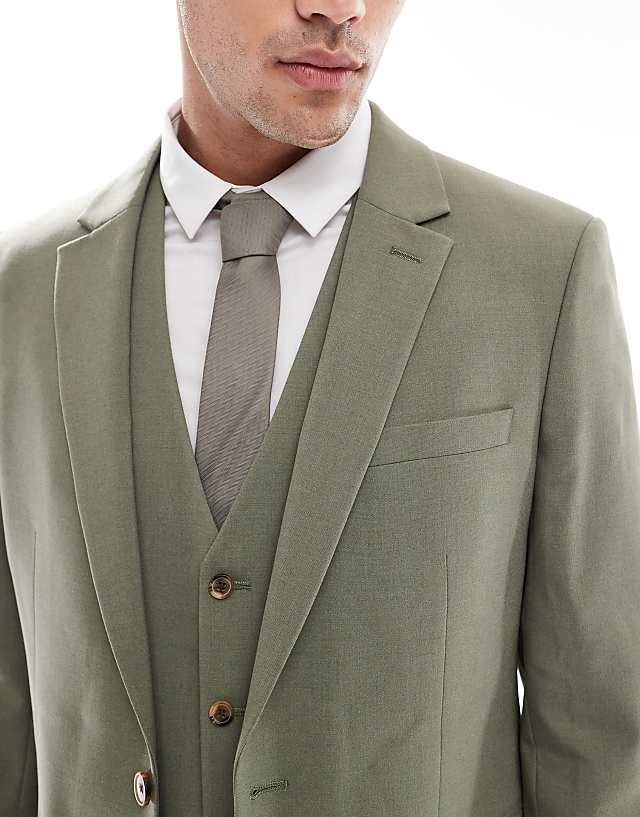 Asos ASOS DESIGN Slim Suit Jacket In Olive Green
