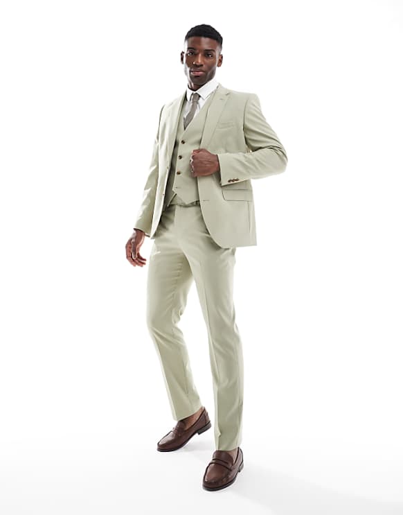 Asos ASOS DESIGN Slim Suit Jacket In Sage Green
