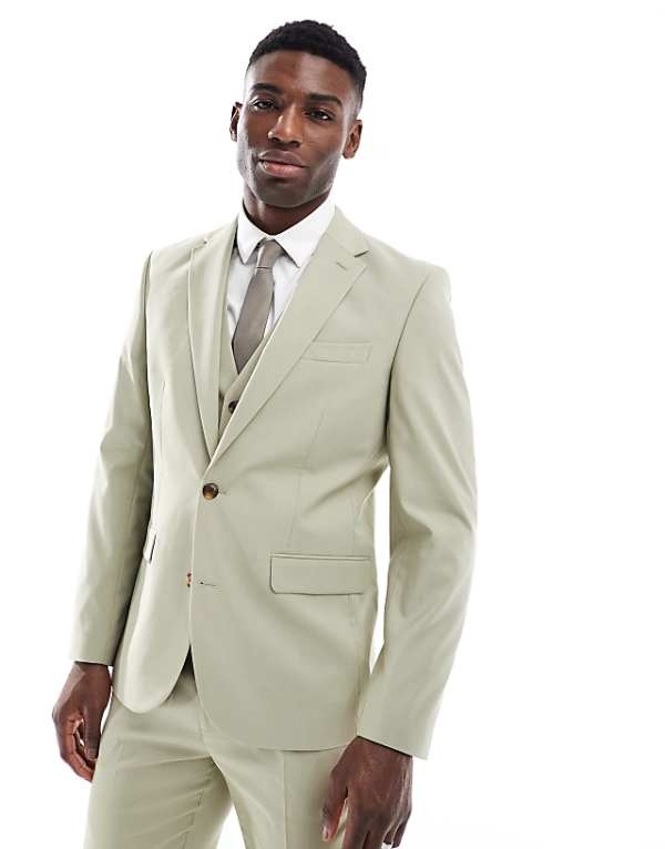 Asos ASOS DESIGN Slim Suit Jacket In Sage Green