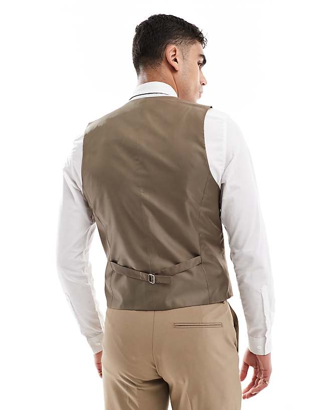 Asos ASOS DESIGN Slim Suit Waistcoat In Dark Stone