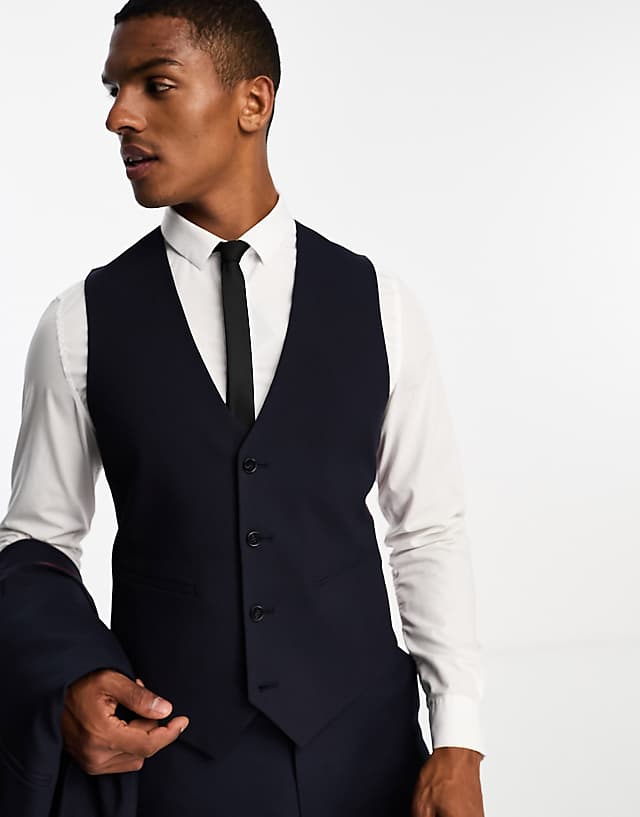 asos ASOS DESIGN slim suit waistcoat in navy