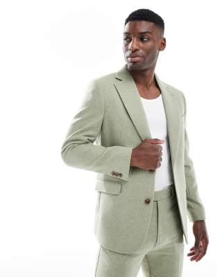 Asos ASOS DESIGN Slim Suit With Wool In Sage Green
