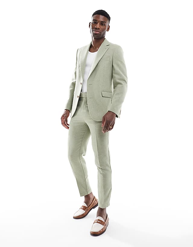 asos ASOS DESIGN slim suit with wool in sage green