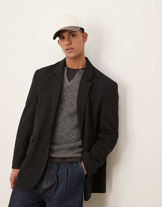 asos ASOS DESIGN slouchy oversized blazer in black
