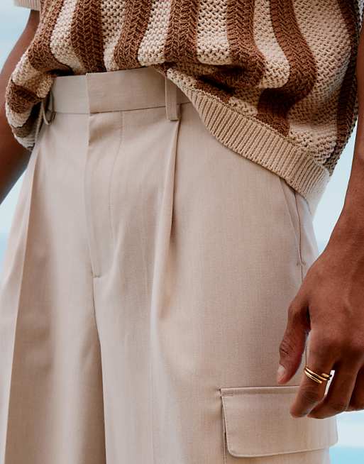 Asos ASOS DESIGN Smart Cargo Shorts In Neutral