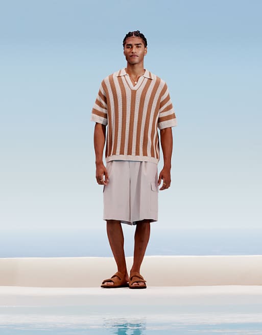 asos ASOS DESIGN smart cargo shorts in neutral