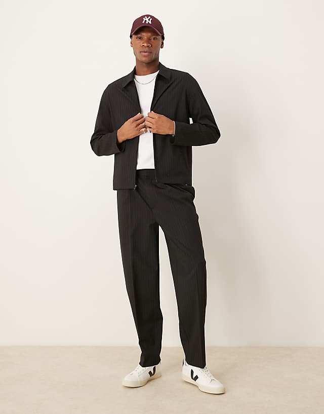 asos ASOS DESIGN smart co-ord in black pinstripe