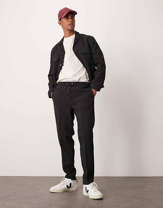 asos ASOS DESIGN smart co-ord in black rib