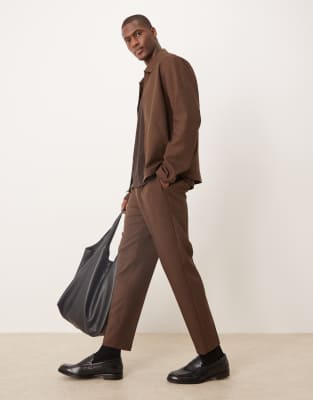 Asos ASOS DESIGN Smart Co-ord In Brown Herringbone