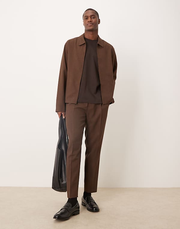 asos ASOS DESIGN smart co-ord in brown herringbone