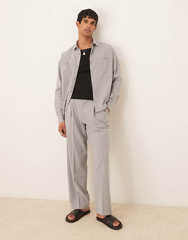 asos ASOS DESIGN smart co-ord in grey linen mix