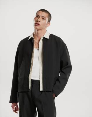 Asos ASOS DESIGN Smart Co-ord In Ribbed Black