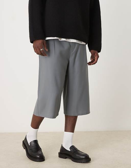 Asos ASOS DESIGN Smart Jorts With Pleats In Grey
