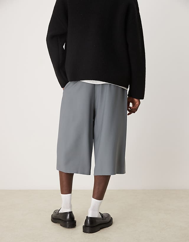 Asos ASOS DESIGN Smart Jorts With Pleats In Grey