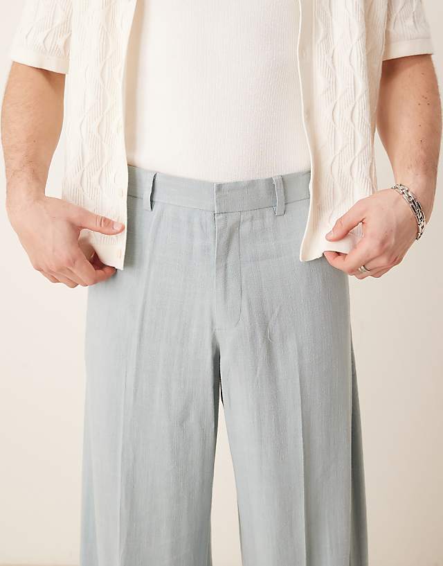 Asos ASOS DESIGN Smart Loose Leg Trousers In Blue