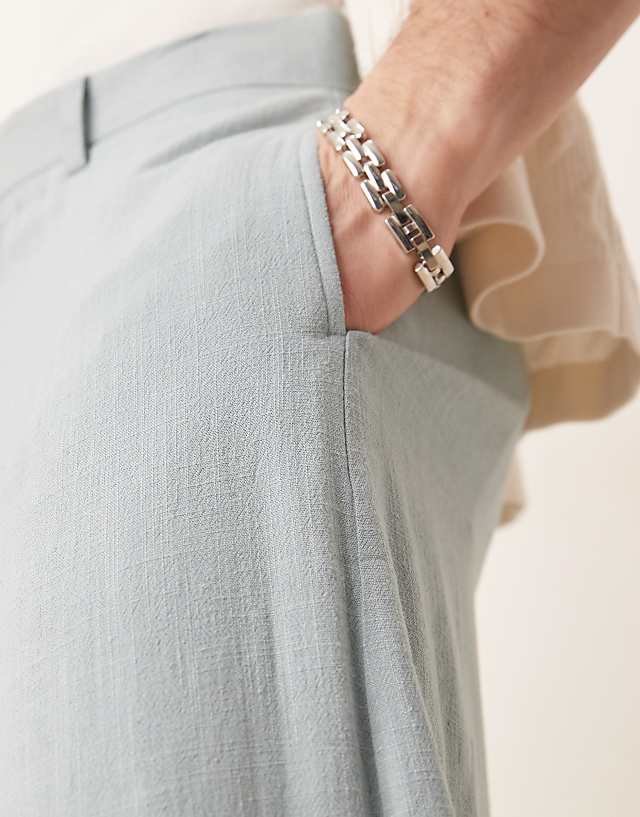 Asos ASOS DESIGN Smart Loose Leg Trousers In Blue