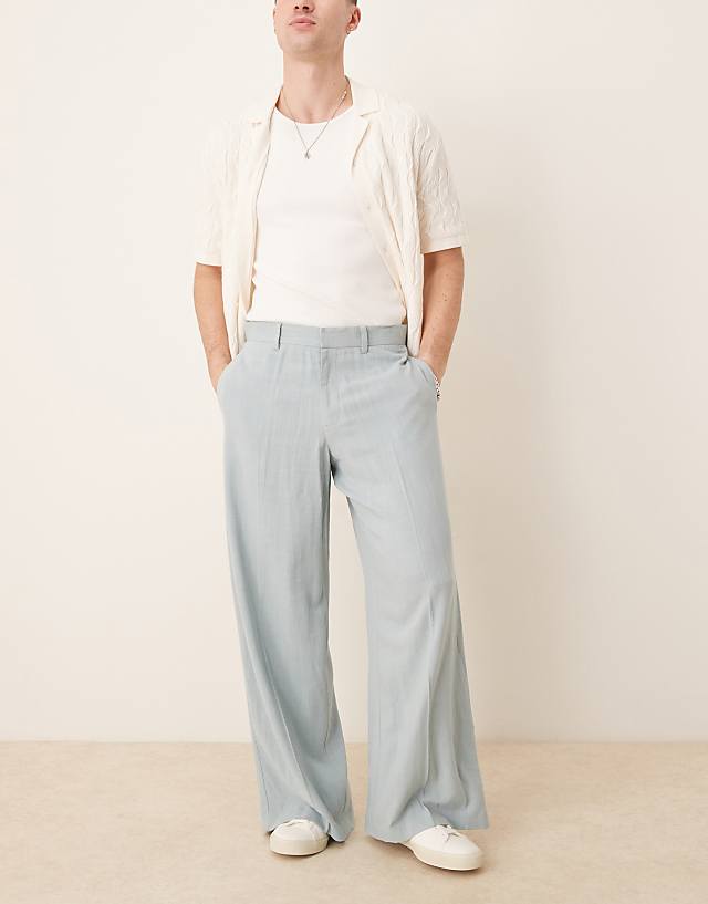 asos ASOS DESIGN smart loose leg trousers in blue