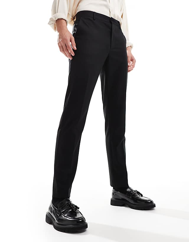 asos ASOS DESIGN smart slim fit trousers in black