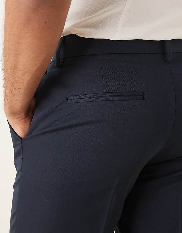 Asos ASOS DESIGN Smart Slim Fit Trousers In Navy