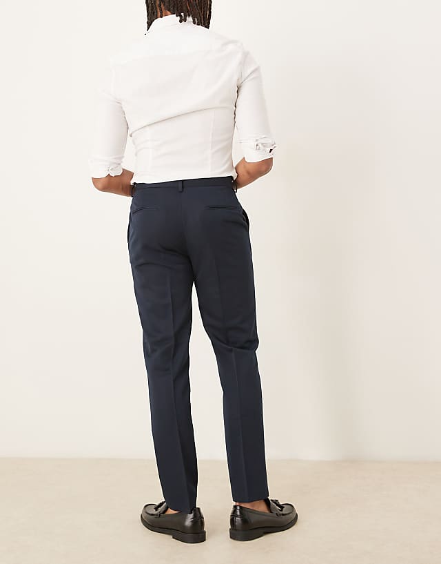 Asos ASOS DESIGN Smart Slim Fit Trousers In Navy