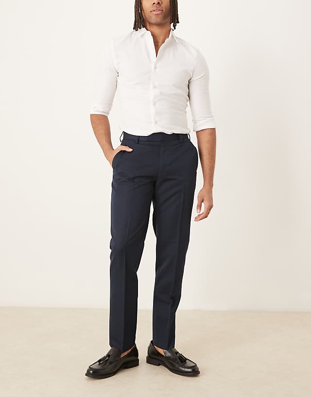 Asos ASOS DESIGN Smart Slim Fit Trousers In Navy