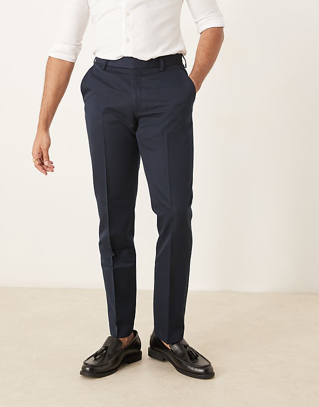 asos ASOS DESIGN smart slim fit trousers in navy