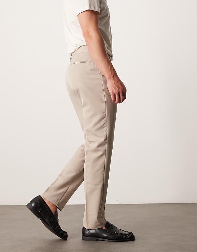 Asos ASOS DESIGN Smart Slim Fit Trousers In Stone