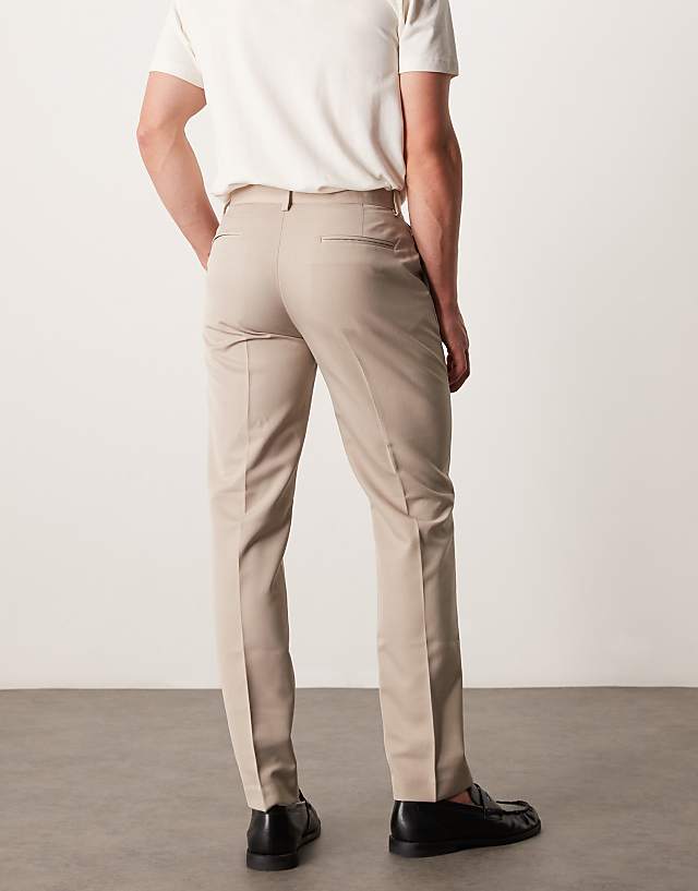 Asos ASOS DESIGN Smart Slim Fit Trousers In Stone