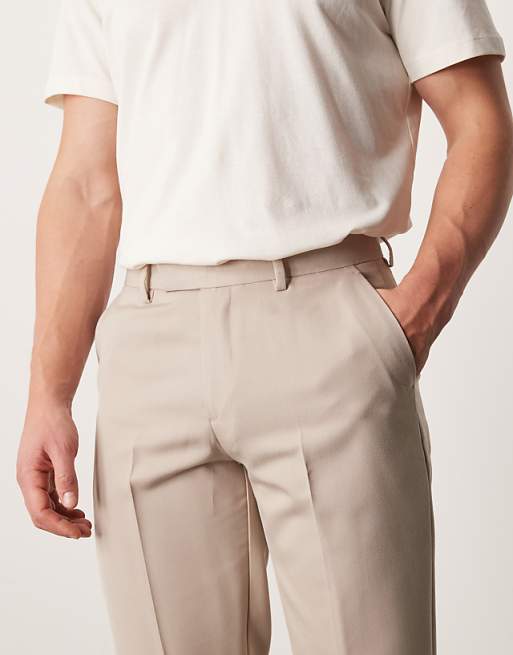 Asos ASOS DESIGN Smart Slim Fit Trousers In Stone