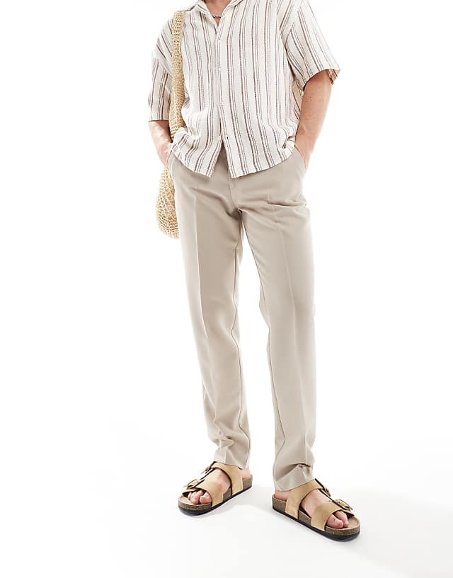 Asos ASOS DESIGN Smart Slim Fit Trousers In Stone
